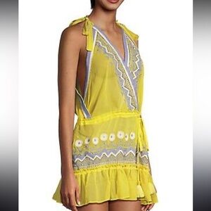 Ramy Brook Cheri Embroidered Sheer Mini Dress Cover-Up – Size medium